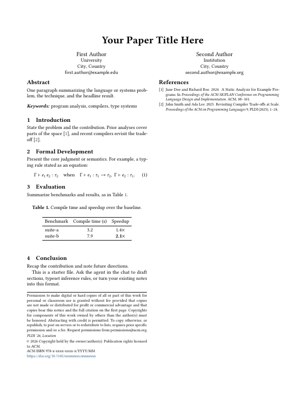 First page of ACM SIGPLAN (PLDI / POPL)