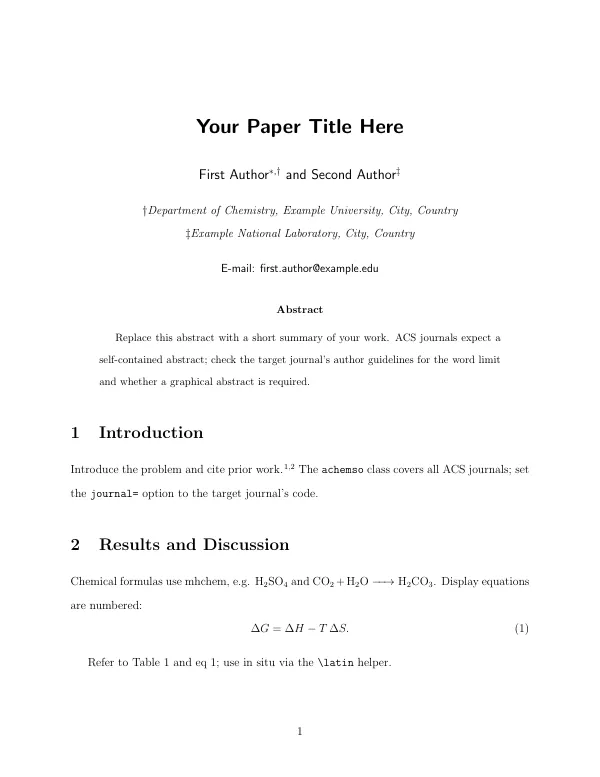 First page of ACS Journals (achemso)