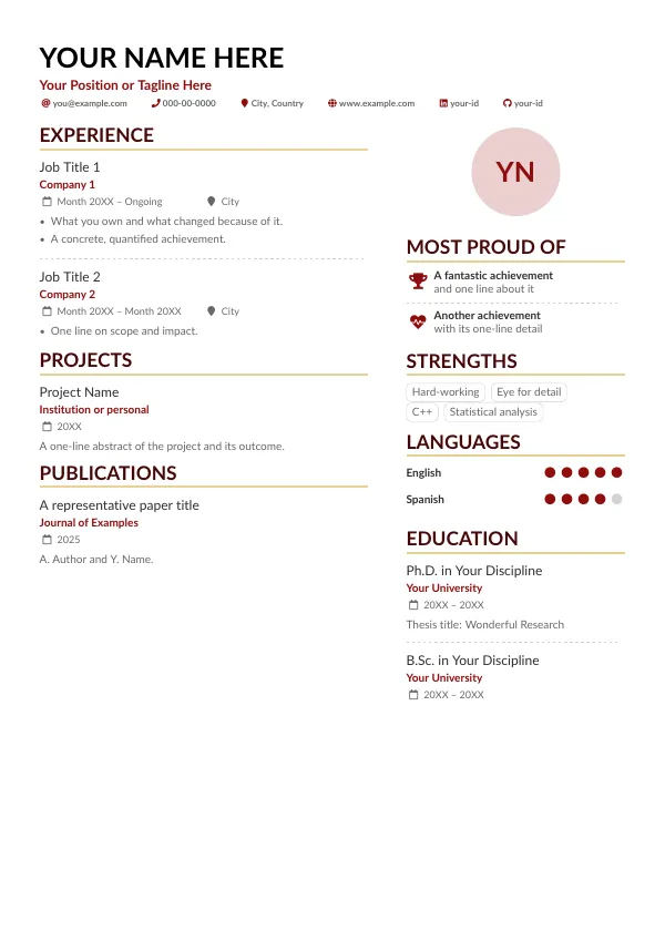 First page of AltaCV