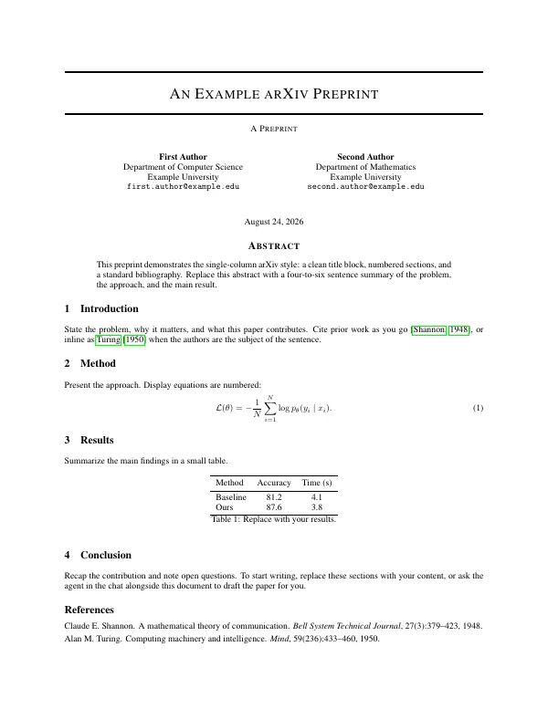 First page of arXiv Preprint