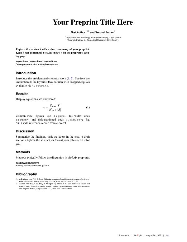 First page of bioRxiv Preprint