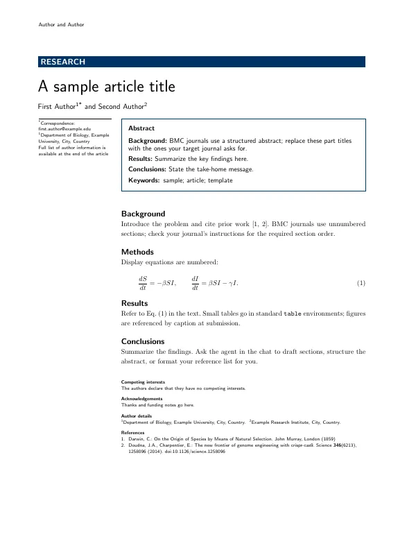 First page of BMC (BioMed Central)