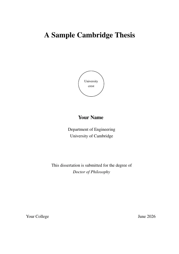 First page of Cambridge Thesis