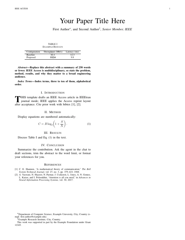 First page of IEEE Access