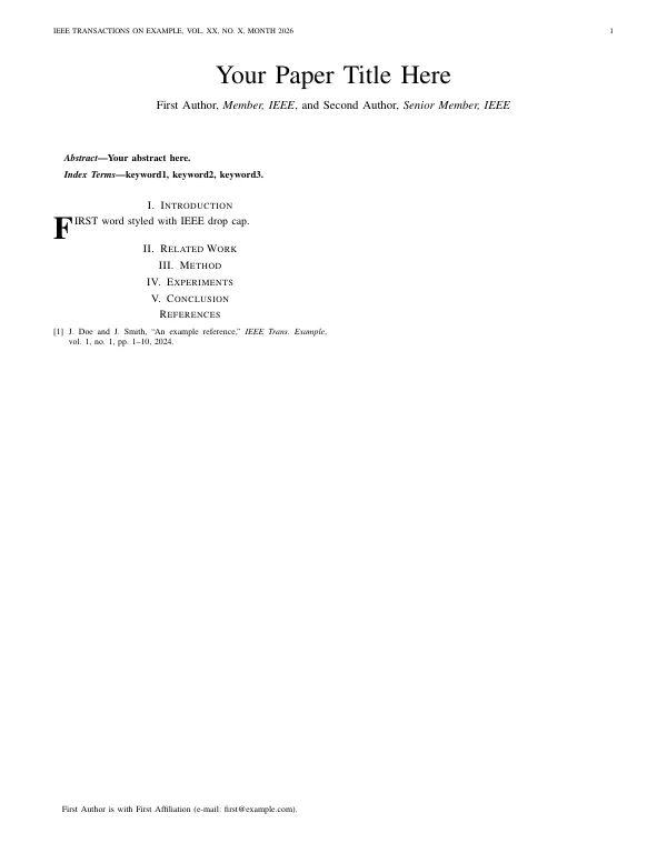 First page of IEEE Journal (IEEEtran)