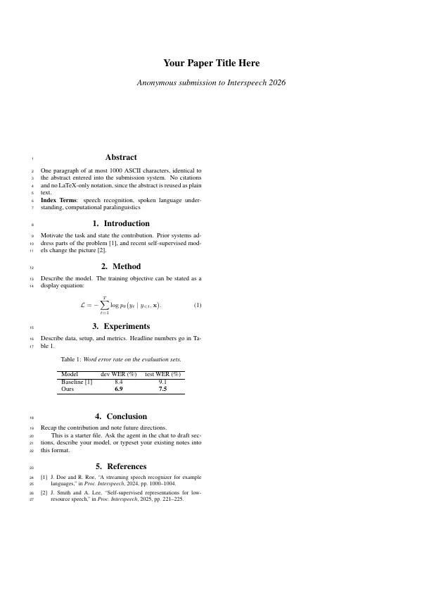 First page of Interspeech 2026