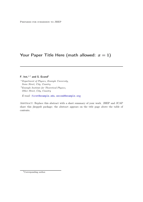 First page of JHEP / JCAP