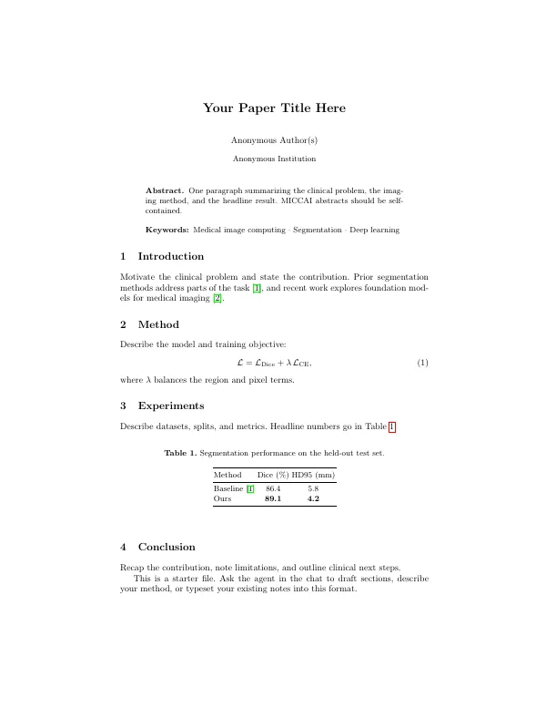 First page of MICCAI 2026
