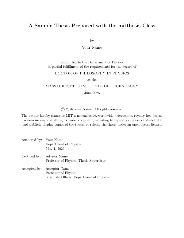 First page of MIT Thesis