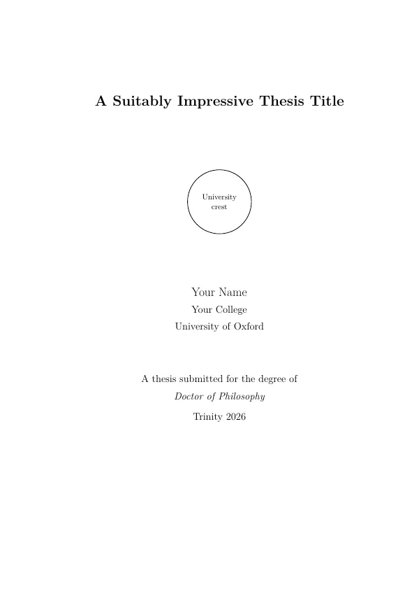 First page of Oxford Thesis (OxThesis)