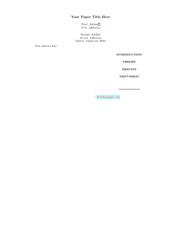 First page of REVTeX 4.2 (APS / AIP)