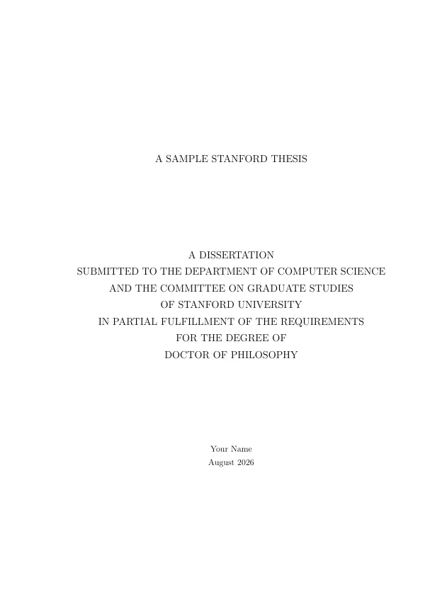 First page of Stanford Thesis